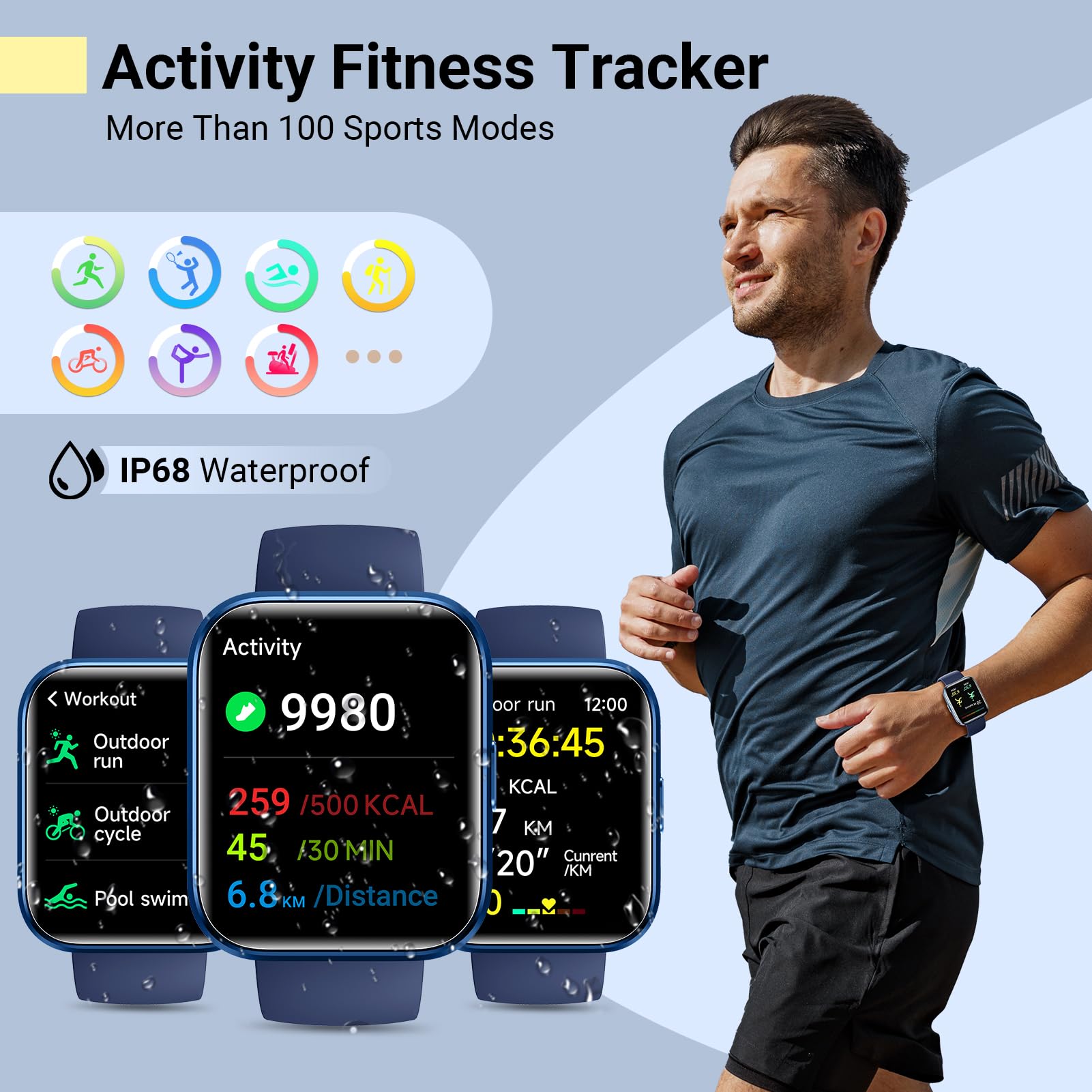 Smartwatch For Women/Men, Compatible With Android & Iphone, 1.8'' Fitness Tracker Watch With Alexa, Call & Notification Alerts,